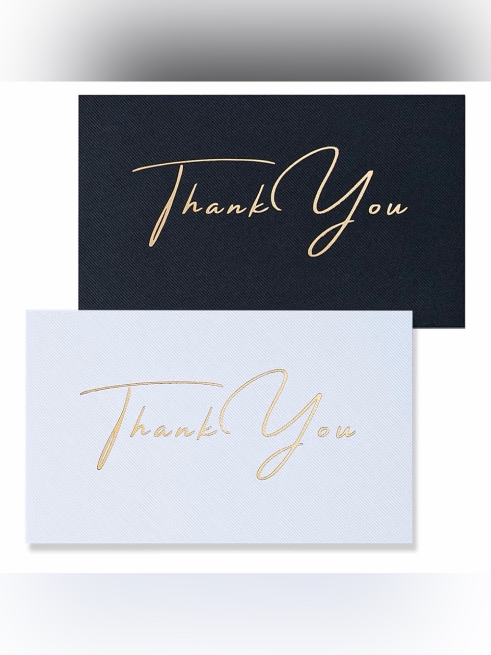 100 Thank You Cards - Black and White with Gold Lettering